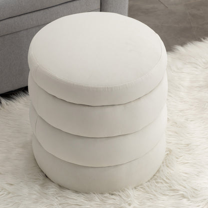 Veluna Ottoman – Ivoryplush Velvet, Cloudrest Form