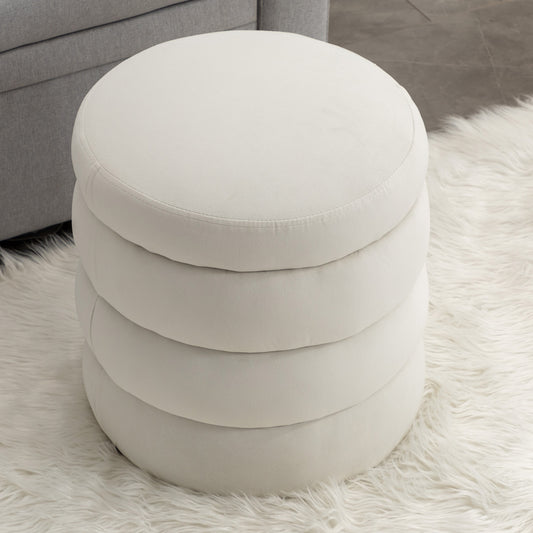 Veluna Ottoman – Ivoryplush Velvet, Cloudrest Form