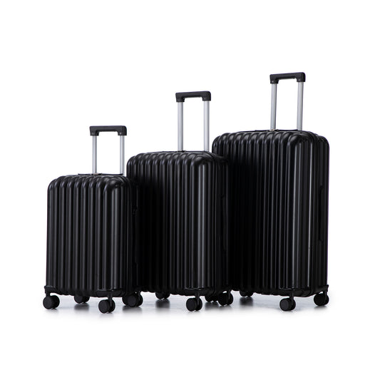 Jetera 3 - Piece ABS Luggage Set – Black Suitcases with Spinner Wheels, USB Port, Cup & Phone Holder (20/24/28") - JUSTLIVE NESTJUSTLIVE NEST