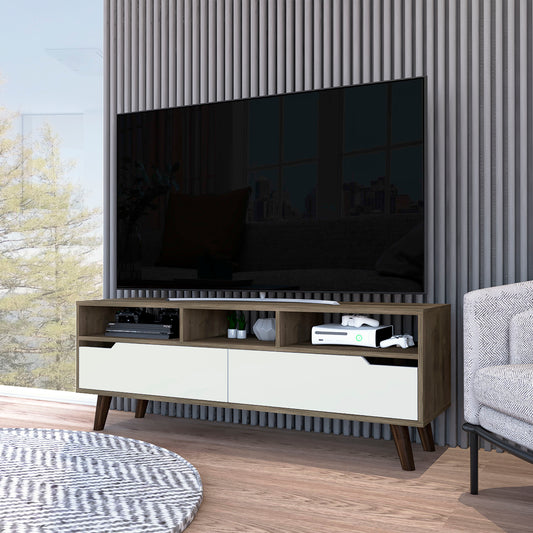 Hamburg Console – Compact 52" TV Stand with 3 Shelves & 2 Upturned Drawers