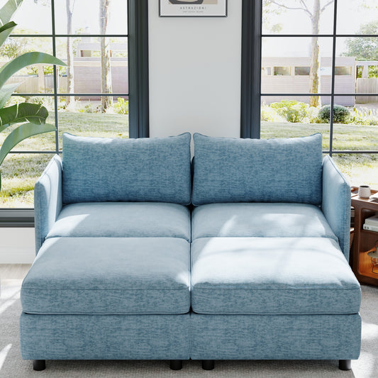 NestForm™ Mid-Century Chaise Loveseat – Compact Storage Sofa for Living Room & Bedroom