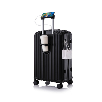 Jetera 3 - Piece ABS Luggage Set – Black Suitcases with Spinner Wheels, USB Port, Cup & Phone Holder (20/24/28") - JUSTLIVE NESTJUSTLIVE NEST