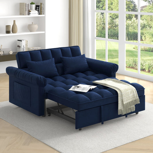 NestEdge ‘SnugFold” Loveseat – Blue Sofa Bed | Adjustable Back + Pull-Out Sleeper