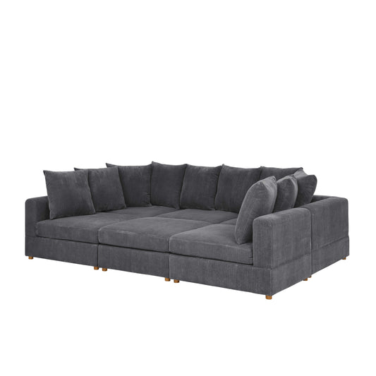 6-Piece Plush Ensemble – Soft Ribbed Lounge Set with Freeform Design