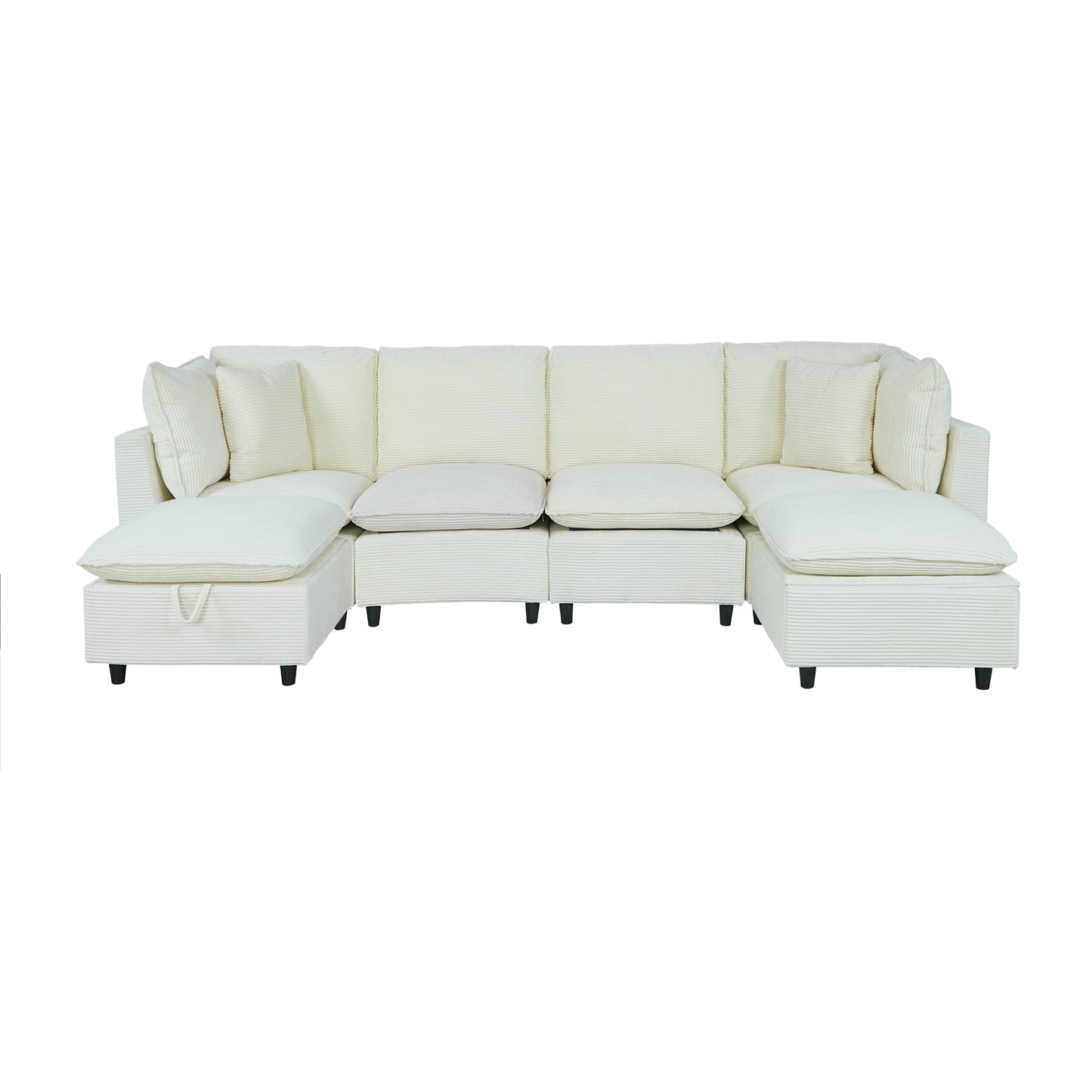 NestEdge ‘StorNest” 2-Piece Sectional – Beige Upholstery | Left/Right Facing + Hidden Storage