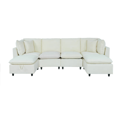 NestEdge ‘StorNest” 2-Piece Sectional – Beige Upholstery | Left/Right Facing + Hidden Storage