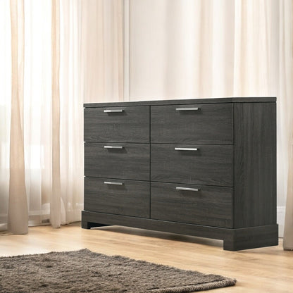 Lantha Graywood Dresser – Contemporary 6-Drawer Storage in Gray Oak Finish