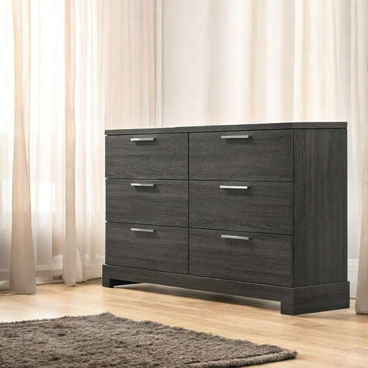 Lantha Graywood Dresser – Contemporary 6-Drawer Storage in Gray Oak Finish