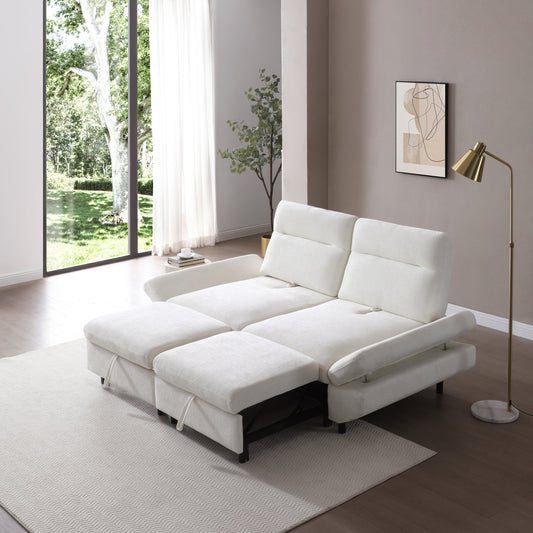Monaco Chenille Haven – 3-in-1 Pull-Out Sofa Bed in Cozy Beige Upholstery