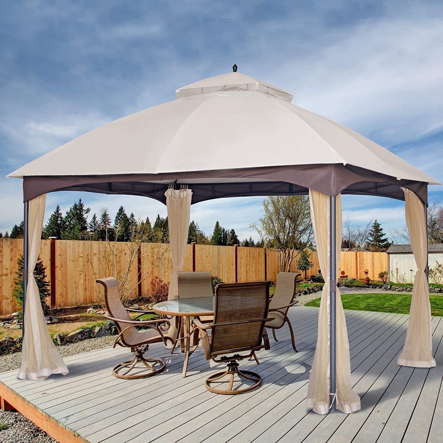 Aurelia 10x12' Soft - Top Metal Gazebo – Heavy Duty Outdoor Pavilion with Mosquito Net & Steel Roof Frame - JUSTLIVE NESTJUSTLIVE NEST