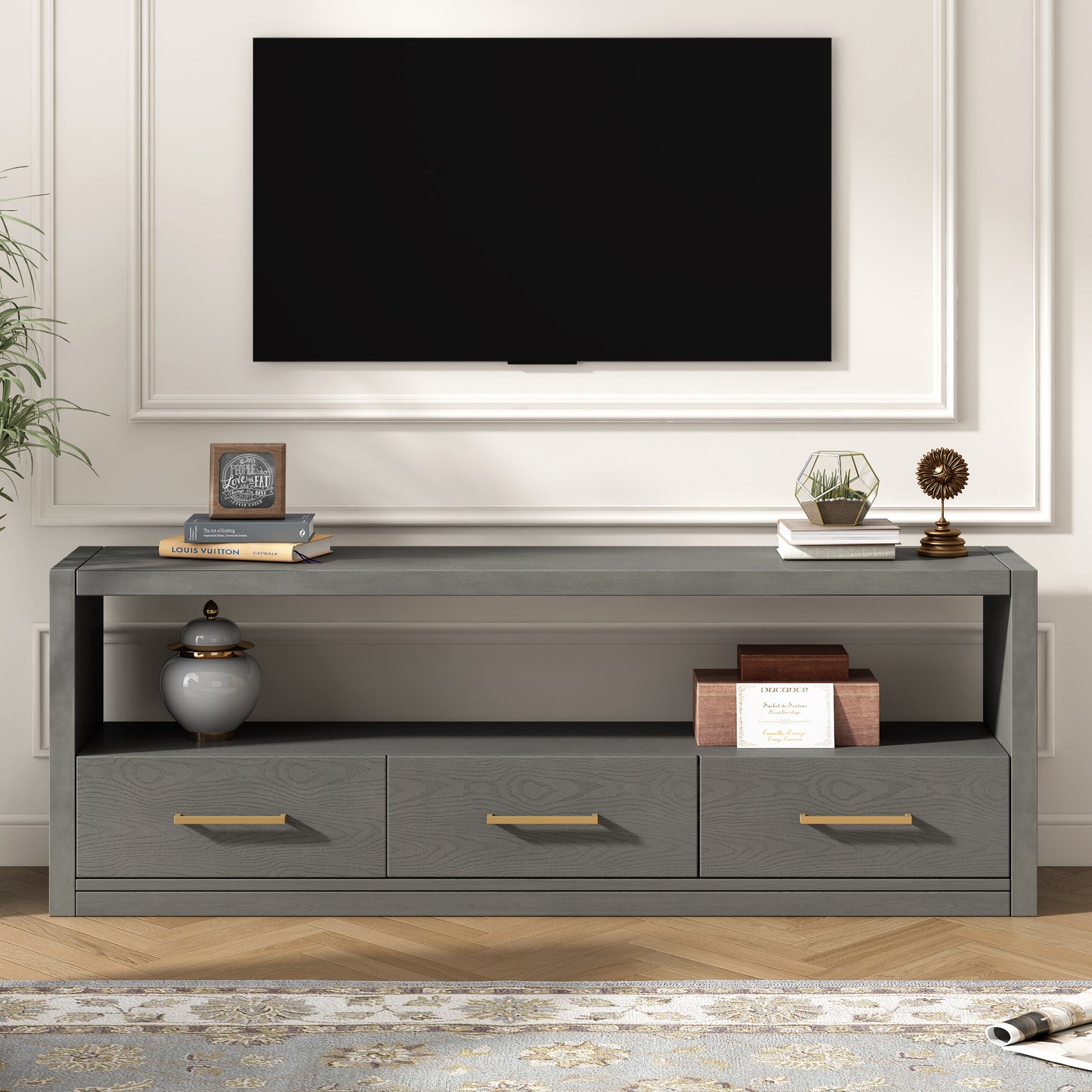 Mirodra Classic Console – 3 Drawers, Metal Handles, Wide Surface