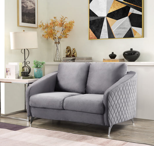 Veltrisse™ 55' Storm Gray Loveseat – Luxe Tufted Dual-Seat in Soft Velvet Finish