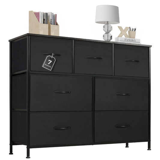 Valda 7-Compartment Wardrobe Locker – Assembled Black Storage Cabinet