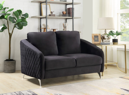 Veltrisse™ 55' Noir Luxe Loveseat – Chic Dual-Seat Sofa in Plush Black Velvet