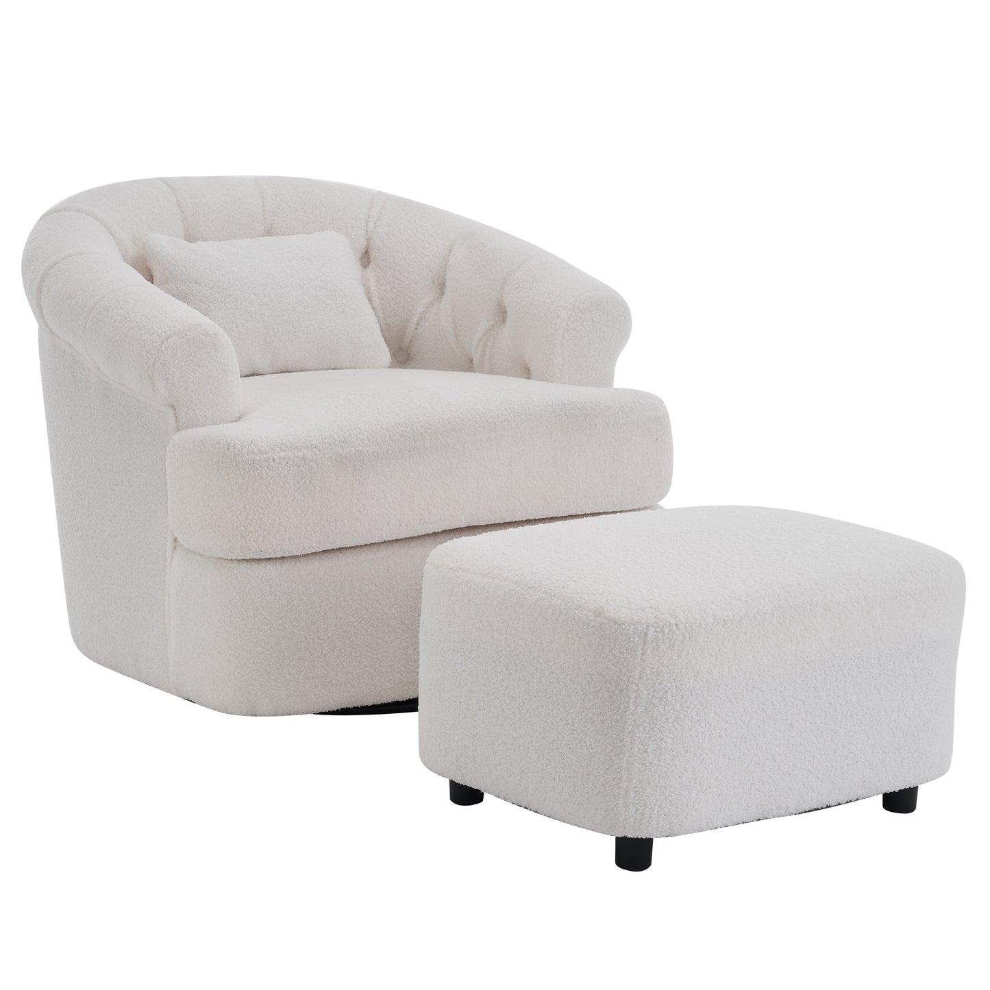 Lunvera Chair Set – Pearlvel Velvet, Orbituxe Base, Loungeform Ottoman