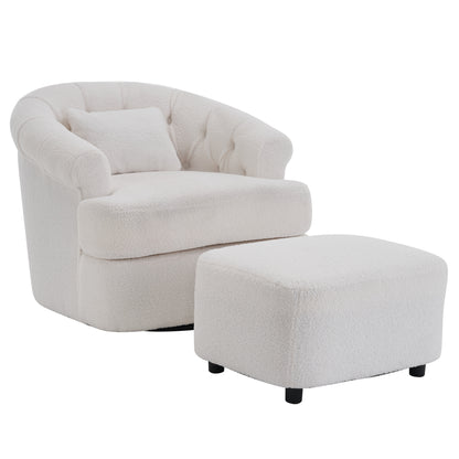 Lunvera Chair Set – Pearlvel Velvet, Orbituxe Base, Loungeform Ottoman
