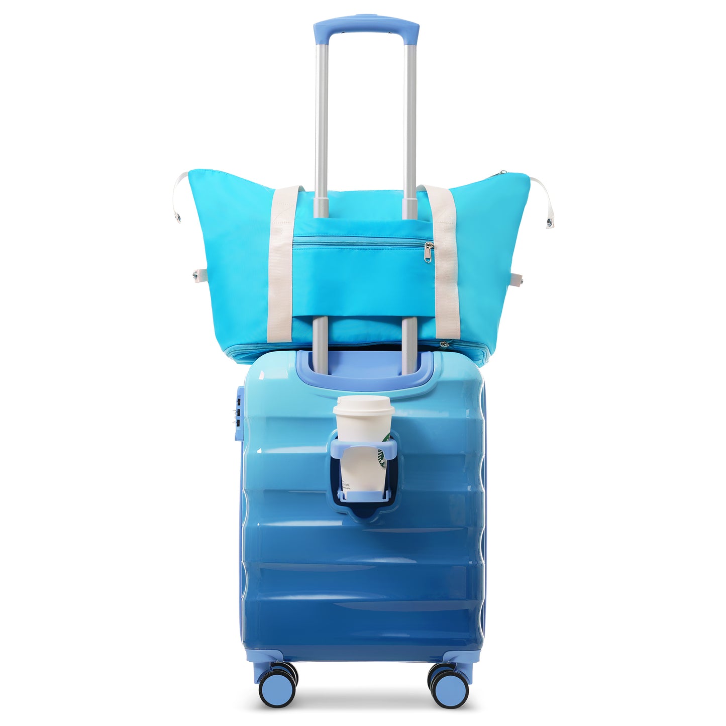 Jetera 2 - Piece Carry - On Set – 20" Glossy Hardshell Suitcase with Cup Holder, Spinner Wheels & TSA Lock - JUSTLIVE NESTJUSTLIVE NEST