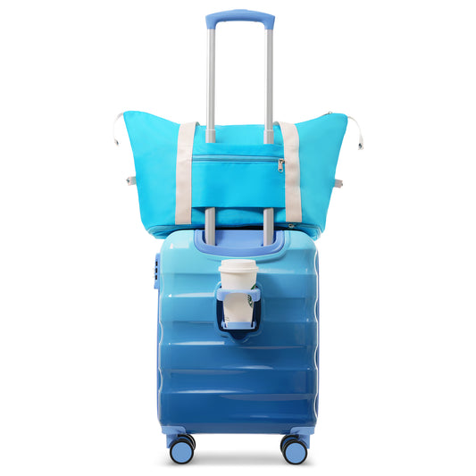 Jetera 2 - Piece Carry - On Set – 20" Glossy Hardshell Suitcase with Cup Holder, Spinner Wheels & TSA Lock - JUSTLIVE NESTJUSTLIVE NEST