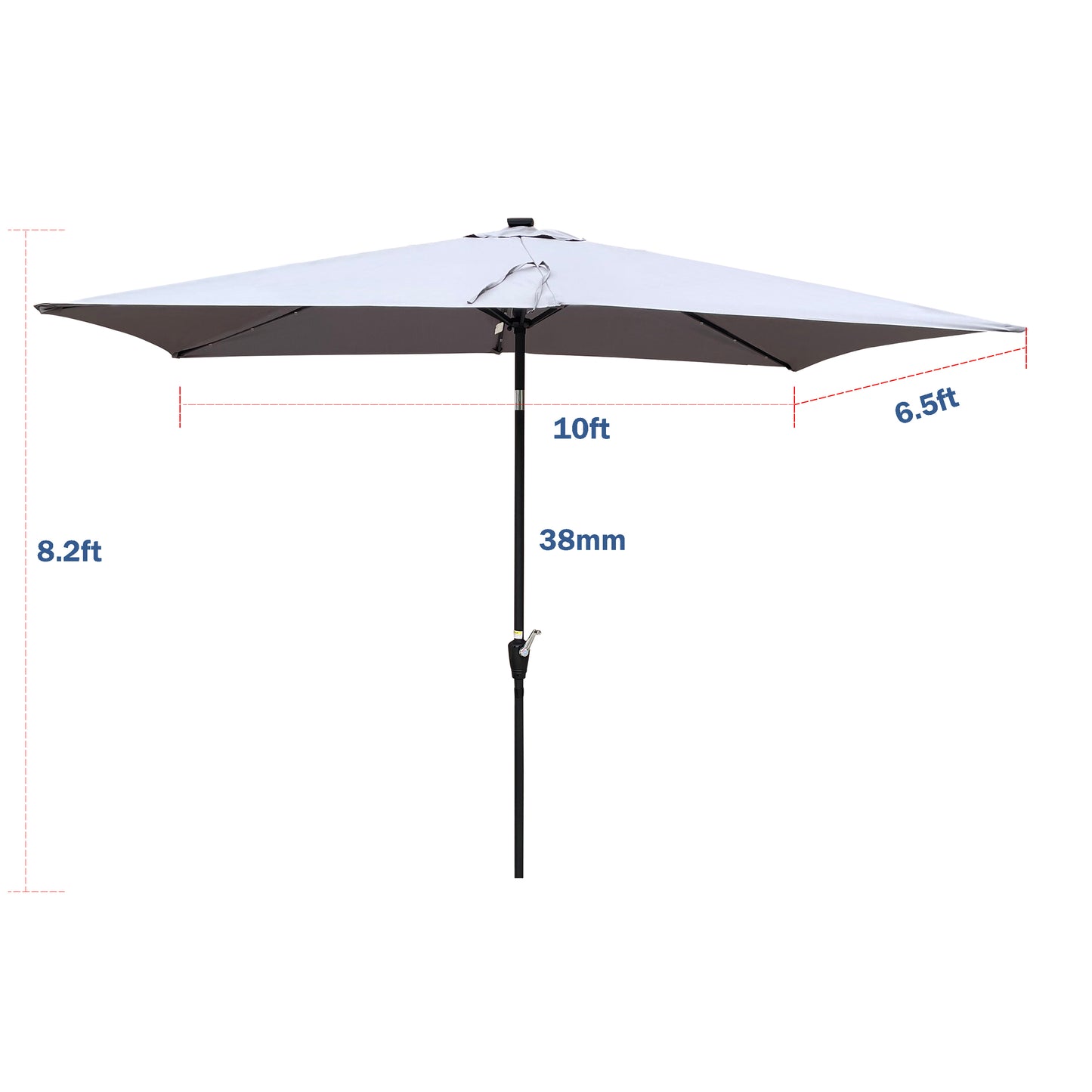 Solair 10x6.5' Rectangular LED Umbrella – Solar Crank Shade with Push - Button Tilt for Patio or Pool - JUSTLIVE NESTJUSTLIVE NEST