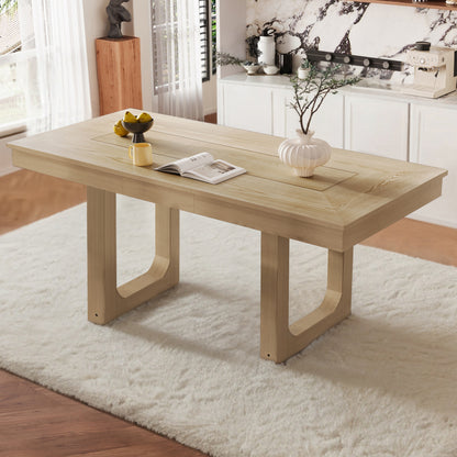 Karnet Extendable Dining Table – 60–78'' Natural Finish with Removable Leaf
