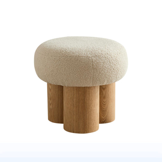 Fyllo Stool – GreigePlush Top, WalnutShell Base