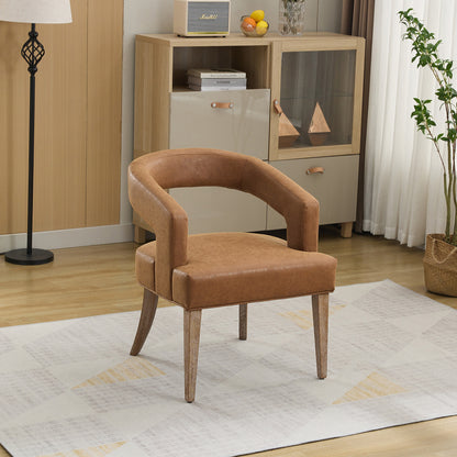 Rovayne Chair – MochaHide PU, Openbarrel Frame, Weathwood Legs