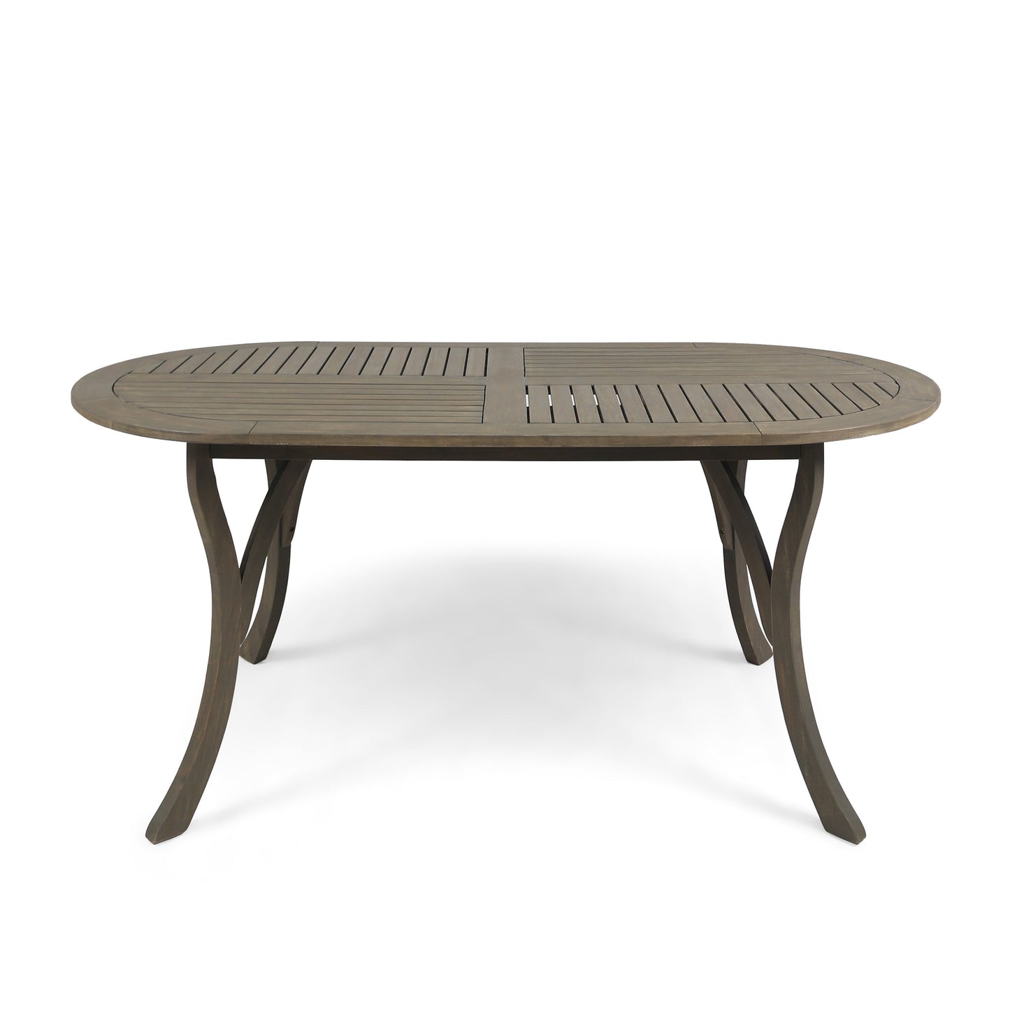 Grano Slate Dining Table – 70" Acacia Outdoor Surface in Cool Gray Finish
