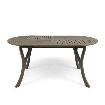 Grano Slate Dining Table – 70" Acacia Outdoor Surface in Cool Gray Finish