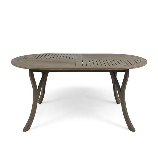 Grano Slate Dining Table – 70" Acacia Outdoor Surface in Cool Gray Finish