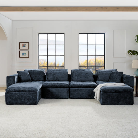 143' Luxe Lounge – Deep Comfort Modular Sofa with Relax Module (Blue)