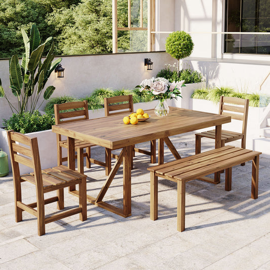 Rustra Acacia Dining Set – 3-Piece Solid Wood Table & Chairs for Patio or Balcony