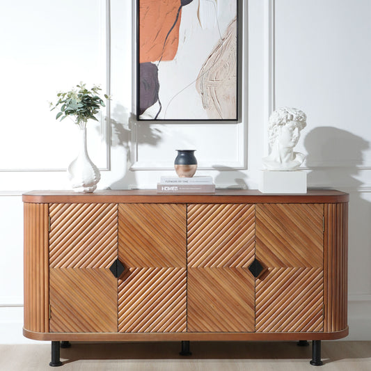 Stravelle Quad Console – 4-Door Walnut Accent Sideboard
