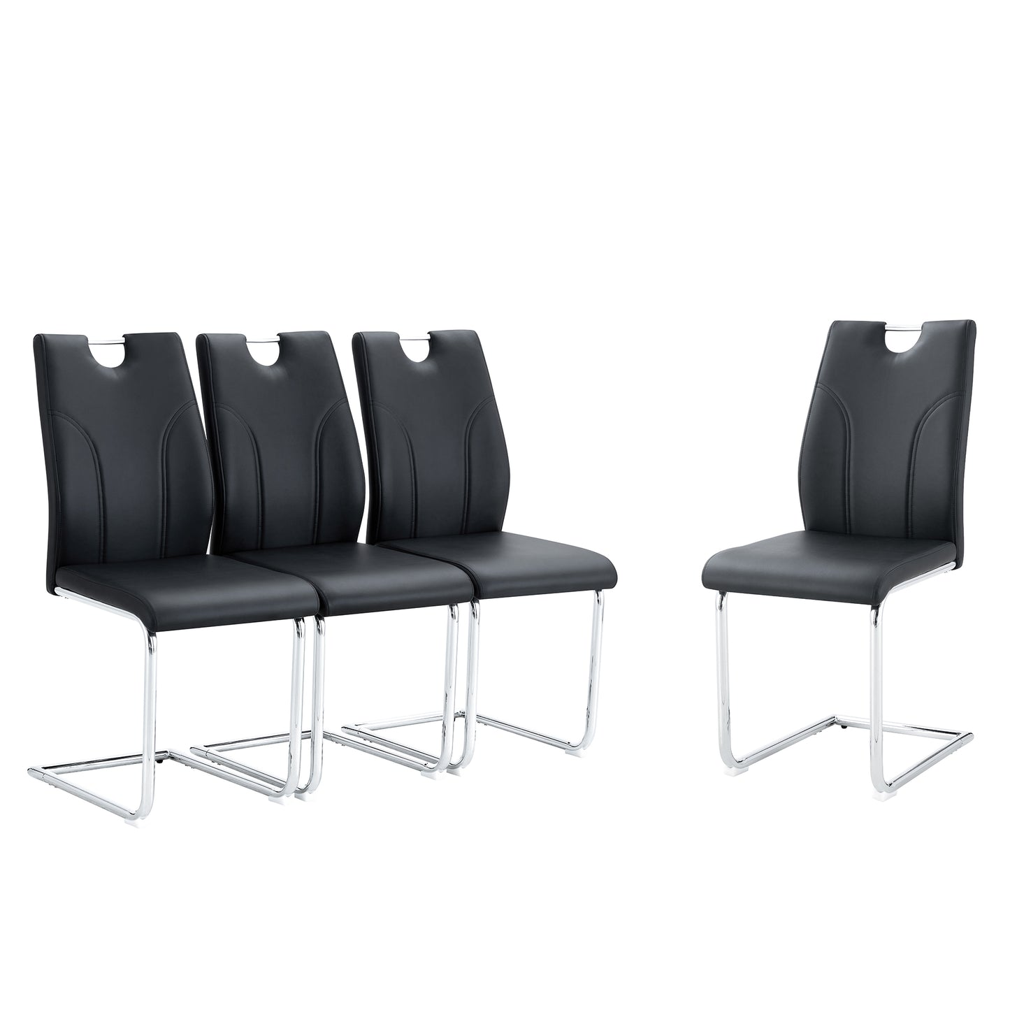 Alto Dining Chairs – 2 Bow-Shaped PU Seats with Electroplated Legs, Stain Resistant