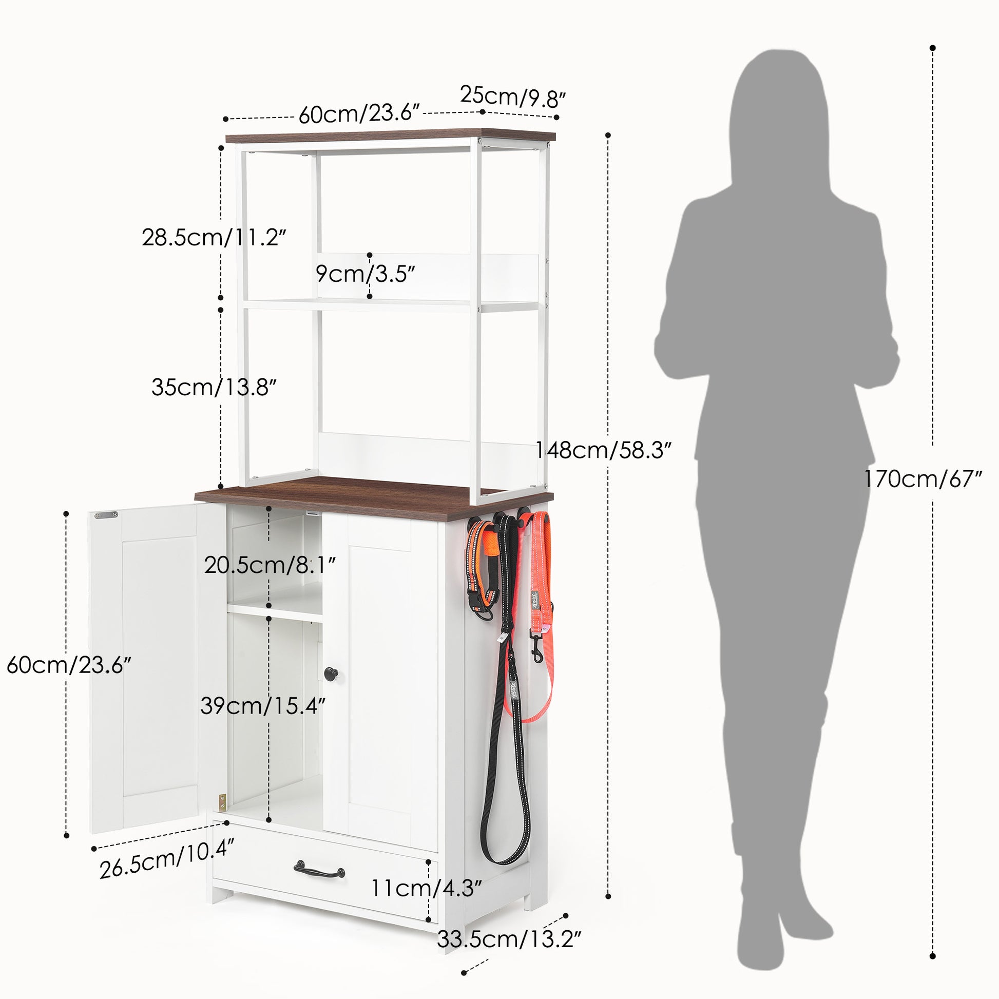 Verno Pet Feeder Console – White Feeding Station with 2 Bowls, Adjustable Shelves & Storage - JUSTLIVE NESTJUSTLIVE NEST