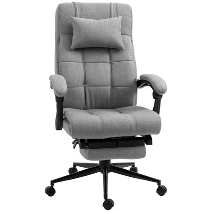 Vinsetto Ergo Executive Chair – Light Gray Linen-Feel Task Chair with Footrest & Headrest