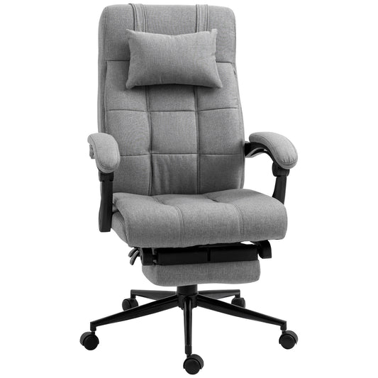Vinsetto Ergo Executive Chair – Light Gray Linen-Feel Task Chair with Footrest & Headrest