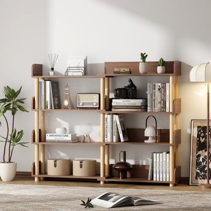 Pivotra Corner Bookcase – 4-Tier Rotatable Rustic Brown Storage Tower