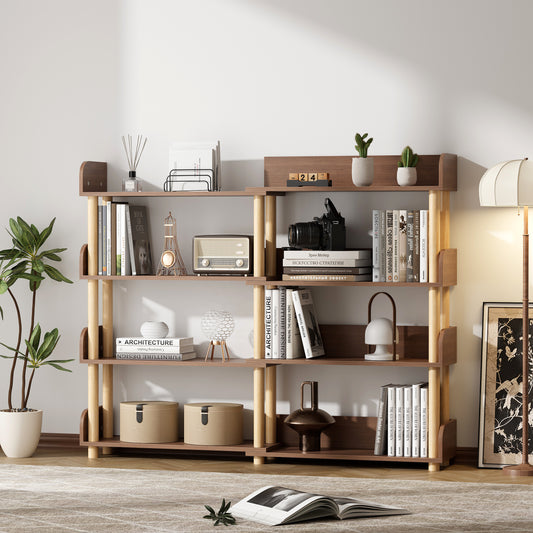 Pivotra Corner Bookcase – 4-Tier Rotatable Rustic Brown Storage Tower