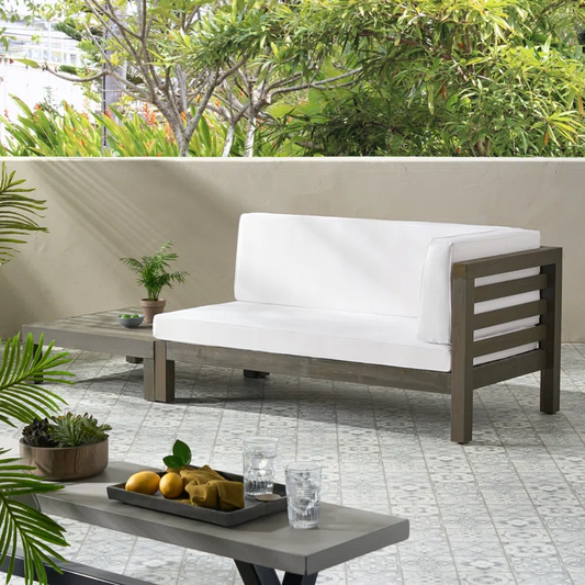 Oana Set – Right Corner Bench with Coffee Table, White Finish
