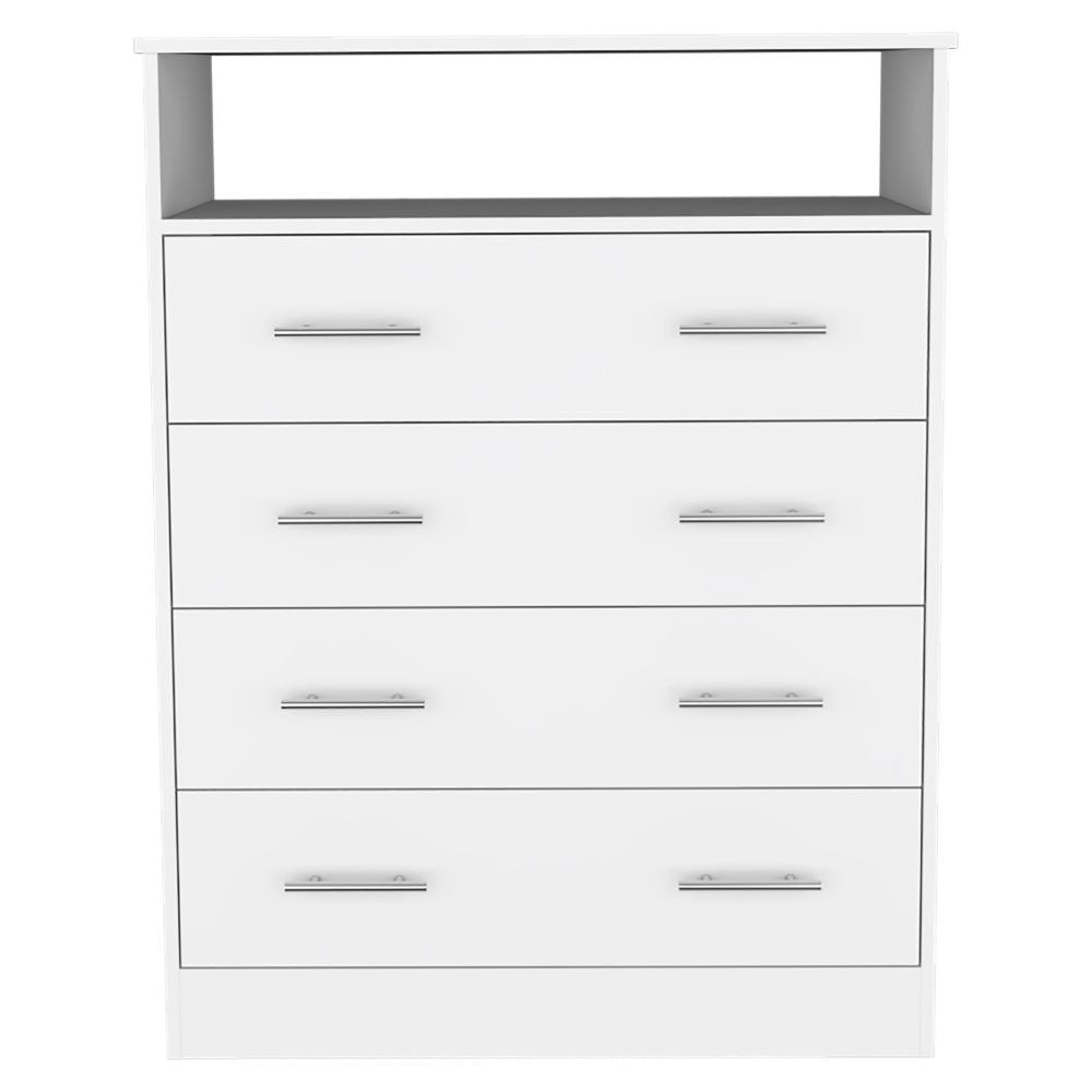Wuju 4-Drawer Dresser – Sleek White Bedroom Storage Cabinet