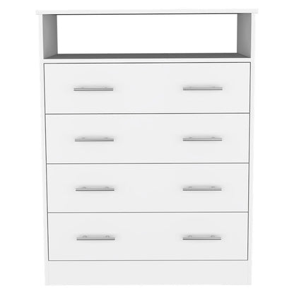 Wuju 4-Drawer Dresser – Sleek White Bedroom Storage Cabinet