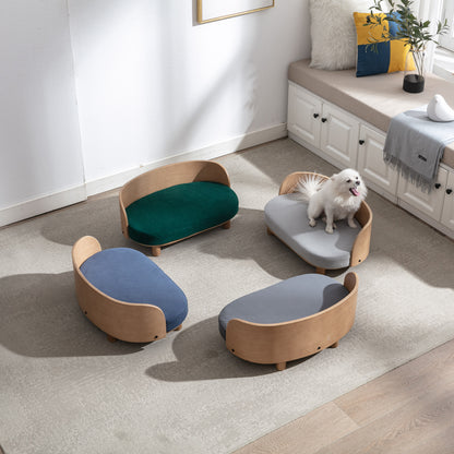 Kova Pet Sofa – Scandinavian Elevated Dog Lounger with Velvet Cushion & Walnut Wood Frame - JUSTLIVE NESTJUSTLIVE NEST