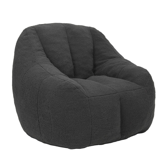 Vesta Tuft Chair – Dark Gray Memory Foam Bean Chair with Tufted Plush Surface