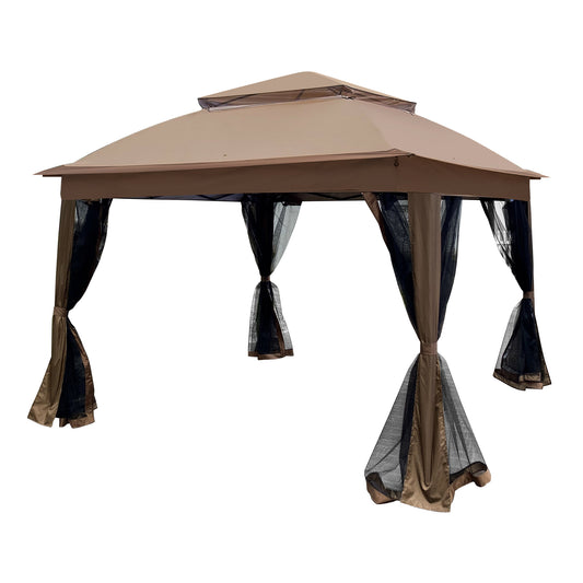 Aurelia 13x10' Soft-Top Gazebo – Backyard Pavilion with Ventilated Roof & Netting (Brown Canopy)