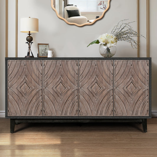 Midvyn Diamond Buffet – 60" Wood Credenza with Sculpted Doors