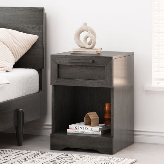 Dellen 1-Drawer Stand – Compact Wood Nightstand with Framed Front
