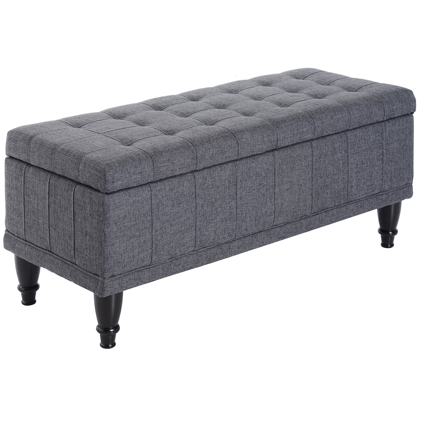Elvar Bench – Dark Heather Gray Lift-Top Linen Storage Seat
