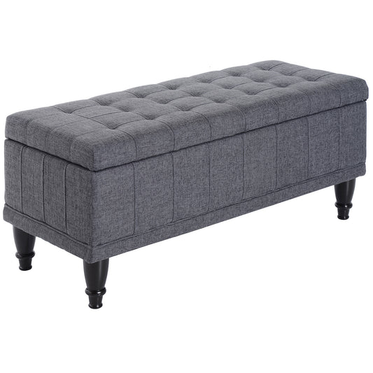 Elvar Bench – Dark Heather Gray Lift-Top Linen Storage Seat