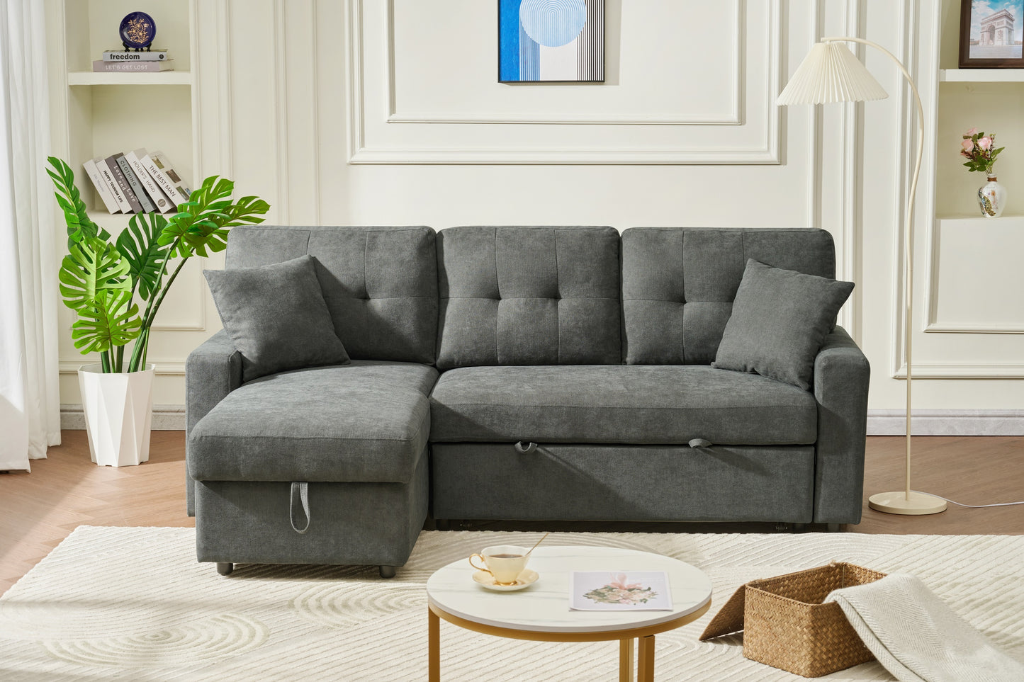 Comfort Lounge – Convertible Sofa Sleeper with Hidden Storage & Smart Hub