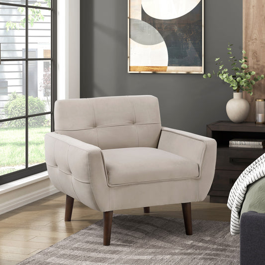 Vellana Chair – Mocha Velvet, Tufted Backrest, Softline Contemporary Frame